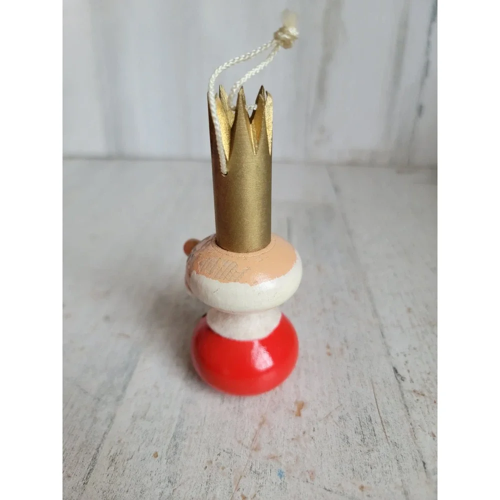 Vintage wooden king AS IS unique ornament Xmas royalty solider home